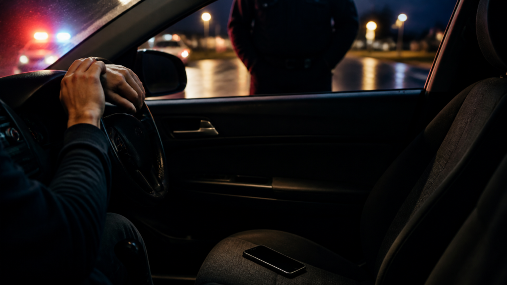 A driver considering whether to speak with police during an Illinois DUI stop