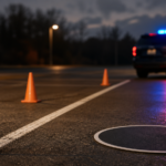 A penlight, walking line, cones, and standing marker for standard field sobriety tests